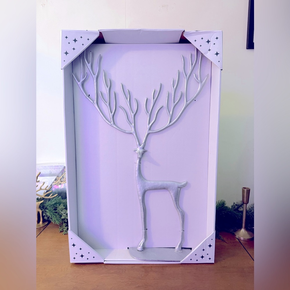 ALDI Reindeer Merry Moments Silver Metal Dramatic Reindeer